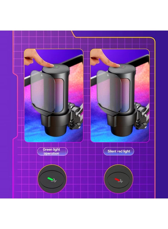 Joshberg M8 USB Gaming Microphone Computer Mic with Boom Arm for PC PS4/ PS5/ Mac/Phone with Touch Mute, RGB Lighting,Gain knob & for Streaming,Podcasting - Image 5