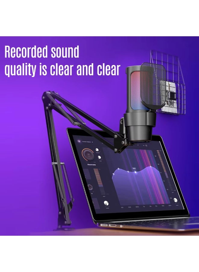 Joshberg M8 USB Gaming Microphone Computer Mic with Boom Arm for PC PS4/ PS5/ Mac/Phone with Touch Mute, RGB Lighting,Gain knob & for Streaming,Podcasting - Image 4