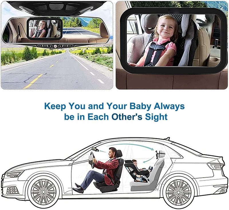 ELECDON Car Backseat Safety Mirror, Baby Car Seat Mirror, Crystal Clear View, Shatterproof Rear View Mirror for Peace of Mind - Image 2
