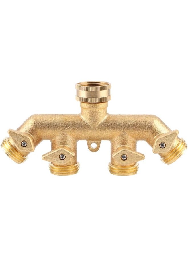 klarako Brass Garden 4Way Hose Splitter Hose Adapter Ball Valve Water Faucet Valve Connector - Image 1