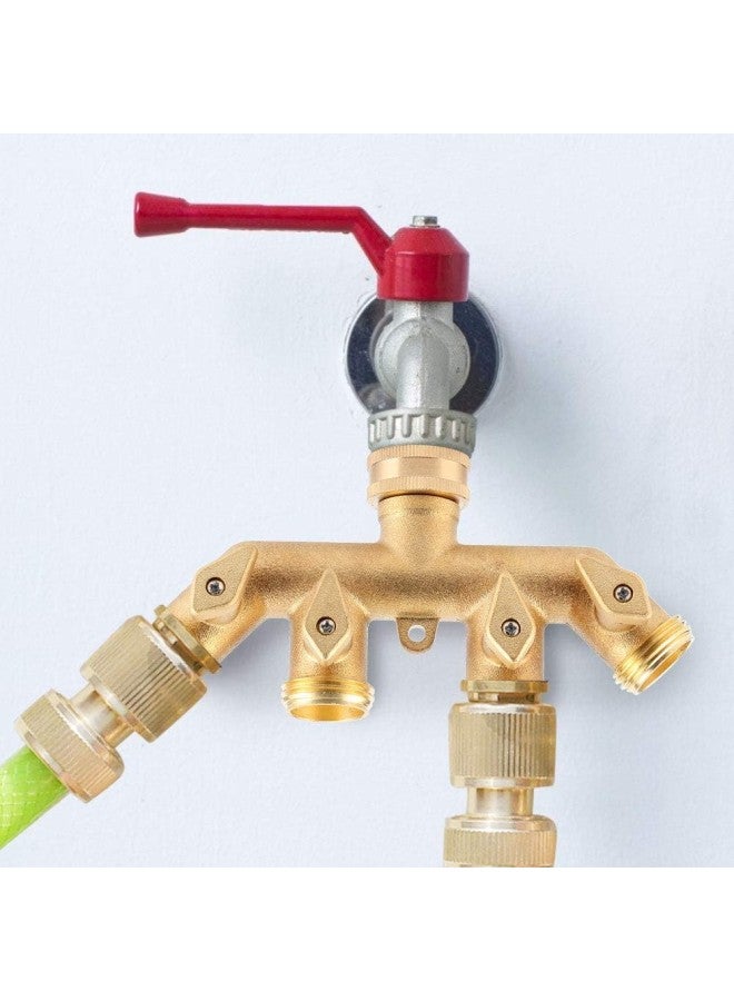 klarako Brass Garden 4Way Hose Splitter Hose Adapter Ball Valve Water Faucet Valve Connector - Image 3