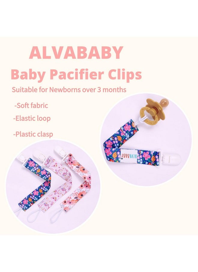ALVABABY - Pacifier Clips Floral 8 Packs Paci Clip Holder Leashes For Baby Girls Fits Teething Rings Toys - Image 1