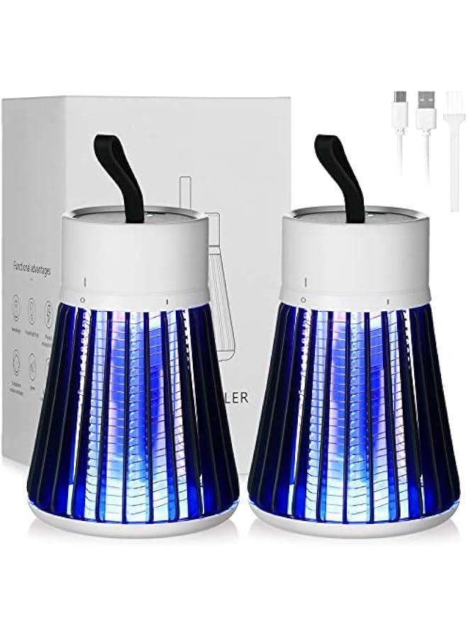 Arabest 2 Pcs Electric Bug Zapper Bulk Rechargeable Mosquito Killer Fly Zapper Mosquito Trap Outdoor Portable Lamp with USB and Hanging Loop for Home Camp Insect, up to 6 Hours of Battery  - Image 1