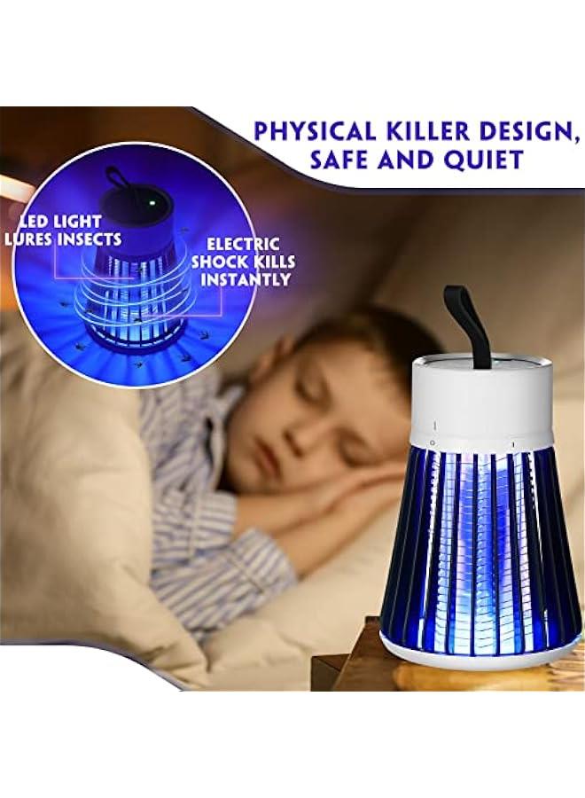 Arabest 2 Pcs Electric Bug Zapper Bulk Rechargeable Mosquito Killer Fly Zapper Mosquito Trap Outdoor Portable Lamp with USB and Hanging Loop for Home Camp Insect, up to 6 Hours of Battery  - Image 2