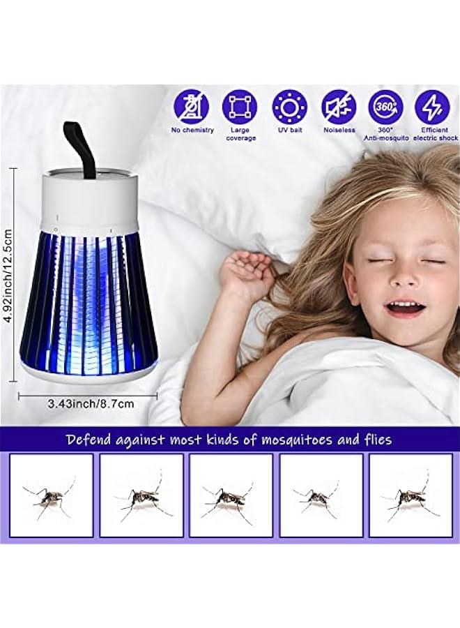 Arabest 2 Pcs Electric Bug Zapper Bulk Rechargeable Mosquito Killer Fly Zapper Mosquito Trap Outdoor Portable Lamp with USB and Hanging Loop for Home Camp Insect, up to 6 Hours of Battery  - Image 3