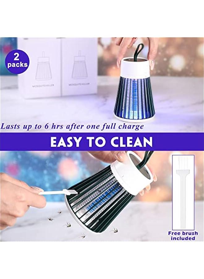 Arabest 2 Pcs Electric Bug Zapper Bulk Rechargeable Mosquito Killer Fly Zapper Mosquito Trap Outdoor Portable Lamp with USB and Hanging Loop for Home Camp Insect, up to 6 Hours of Battery  - Image 5