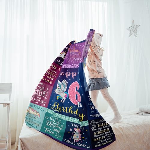 Solzien 6 Year Old Girl Birthday Gift Ideas Blanket 50"x40", Gifts for 6 Year Old Girl/Daughter/Granddaughter/Niece, 6th Birthday Decorations - Image 3