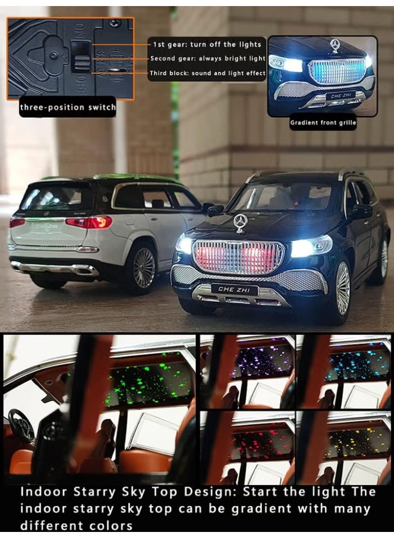 Invite Enterprise Die-Cast Zinc Alloy 1:24 Scale Mrcedes Benz Gls600 Maybach Car Model Large With 6 Openable Doors,Lights & Music Alloy Pull Back Toy Car For Kids, Cars(Gls600), Multicolor - Image 3