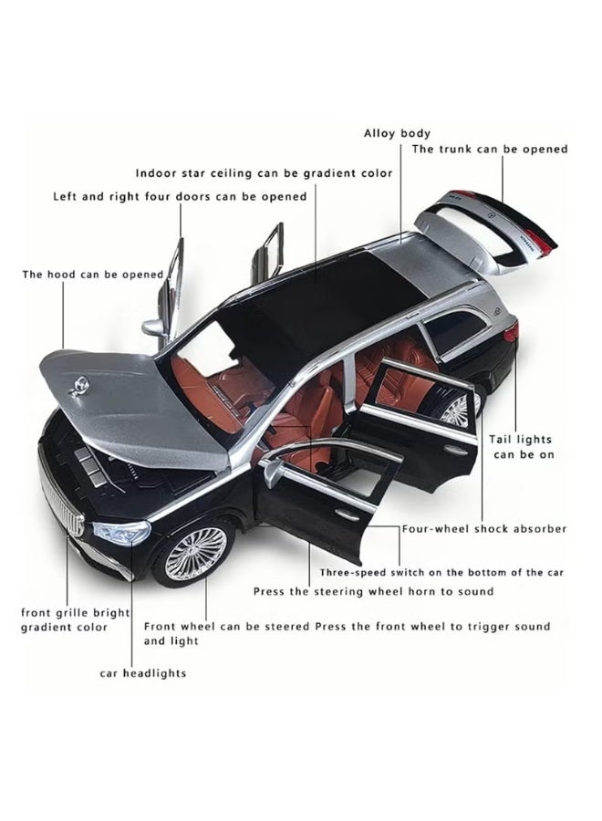 Invite Enterprise Die-Cast Zinc Alloy 1:24 Scale Mrcedes Benz Gls600 Maybach Car Model Large With 6 Openable Doors,Lights & Music Alloy Pull Back Toy Car For Kids, Cars(Gls600), Multicolor - Image 5