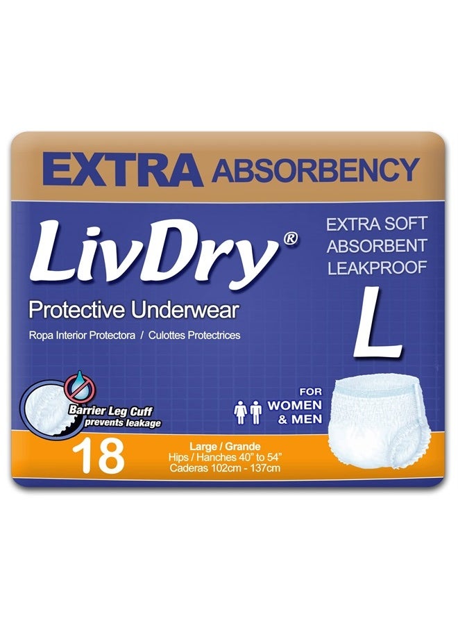 LIVDRY Adult Incontinence Underwear, Extra Absorbency Adult Diapers, Leak Protection, Large, 18-Pack  - Image 1