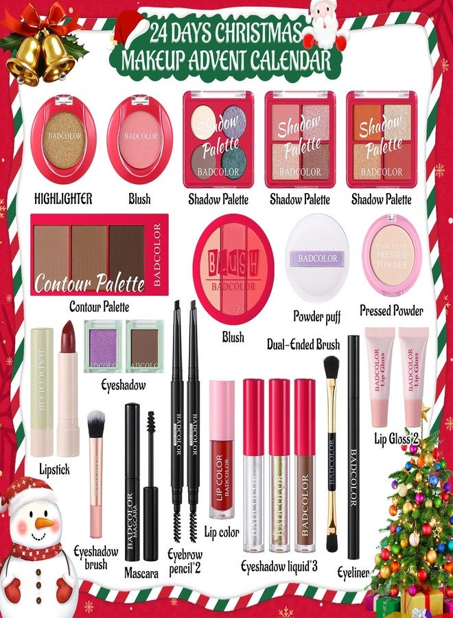 BADCOLOR Makeup Advent Calendar 2025, 24 Days Christmas Countdown Calendar Surprise Gift Kit, Xmas Holiday Festival Cosmetic Starter Makeup Set with 24 Beauty Boxes for Women Girls Teens - Image 2