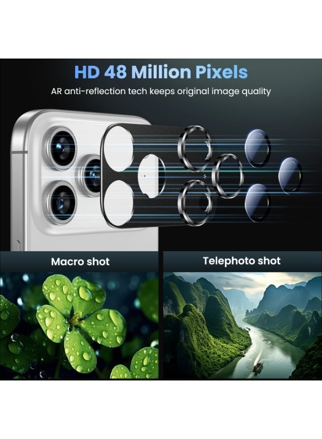 Nova future For iPhone 17 Pro Max Camera Lens Protector [Drop Protection] [Full Coverage] [3D Metal] [Case Friendly] Tempered Glass Camera Cover — Black - Image 3