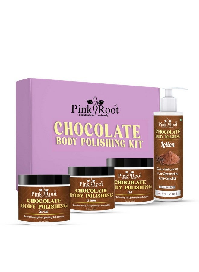 Pink Root Chocolate Body Polishing Kit for Exfoliation, Tan Removal & Intense Moisturization- for Men & Women - Image 1