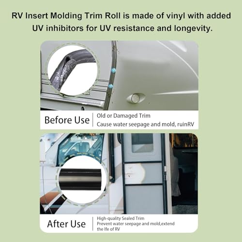 CVILL 1" Black Vinyl Trim Molding Screw Cover RV Boat Camper Travel Trailer (100 ft) - Image 4