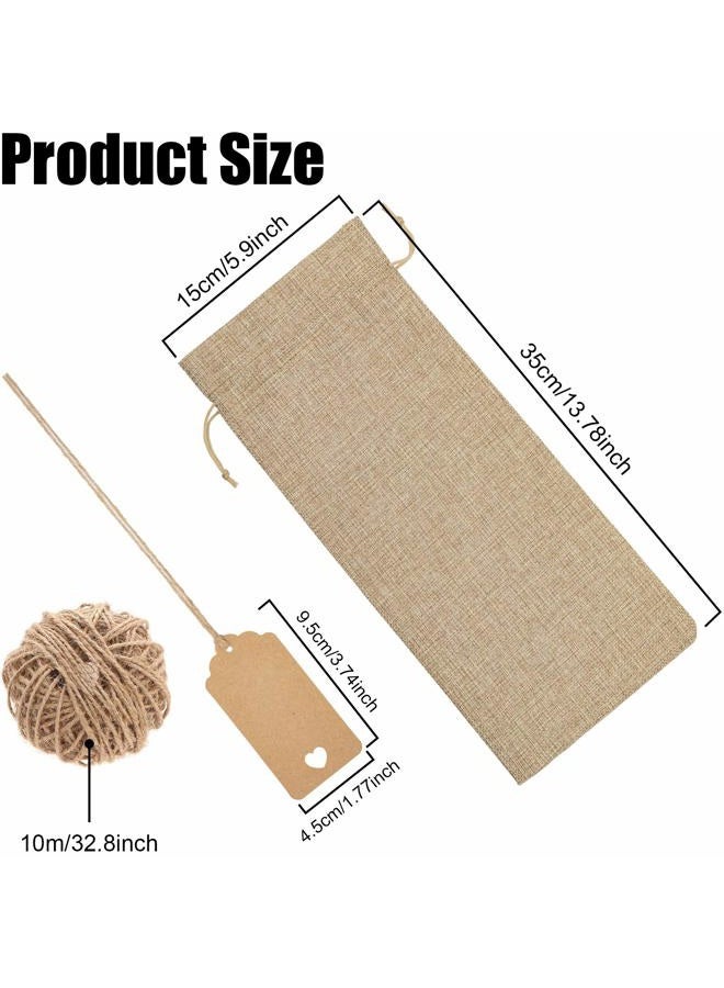 Aoonby Burlap Wine Bags Wine Gift Bags, 12 Pcs Christmas Wine Bottle Bags with Drawstrings, Tags & Ropes, Reusable Holiday Wine Bottle Covers for Christmas Wedding Birthday Travel Party Housewarming Storage - Image 3