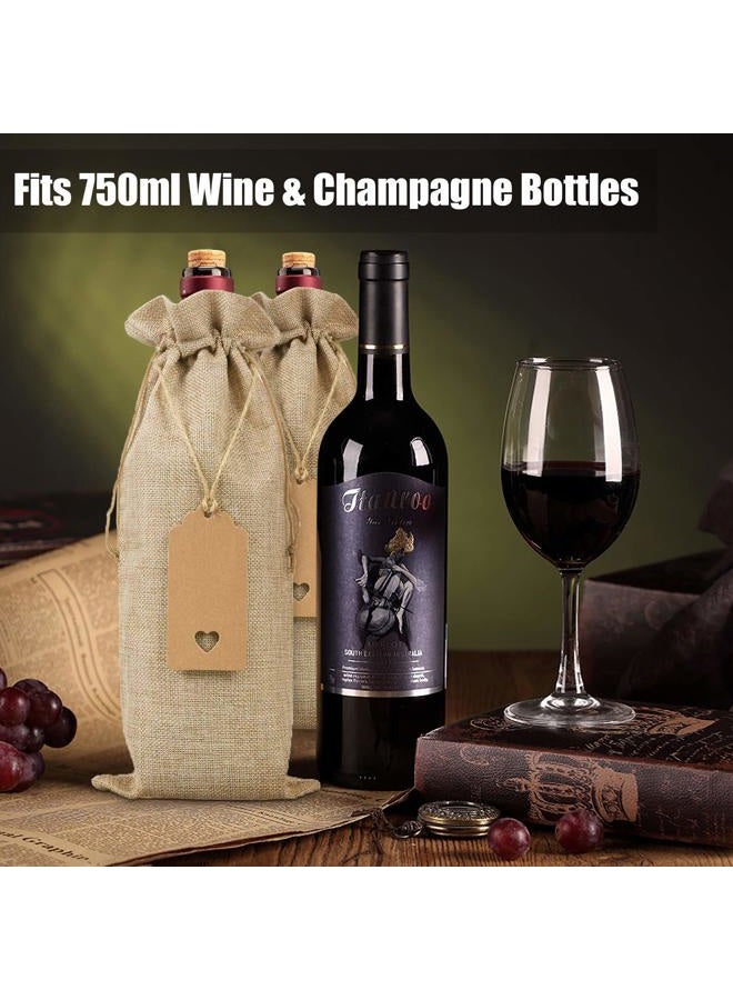 Aoonby Burlap Wine Bags Wine Gift Bags, 12 Pcs Christmas Wine Bottle Bags with Drawstrings, Tags & Ropes, Reusable Holiday Wine Bottle Covers for Christmas Wedding Birthday Travel Party Housewarming Storage - Image 5