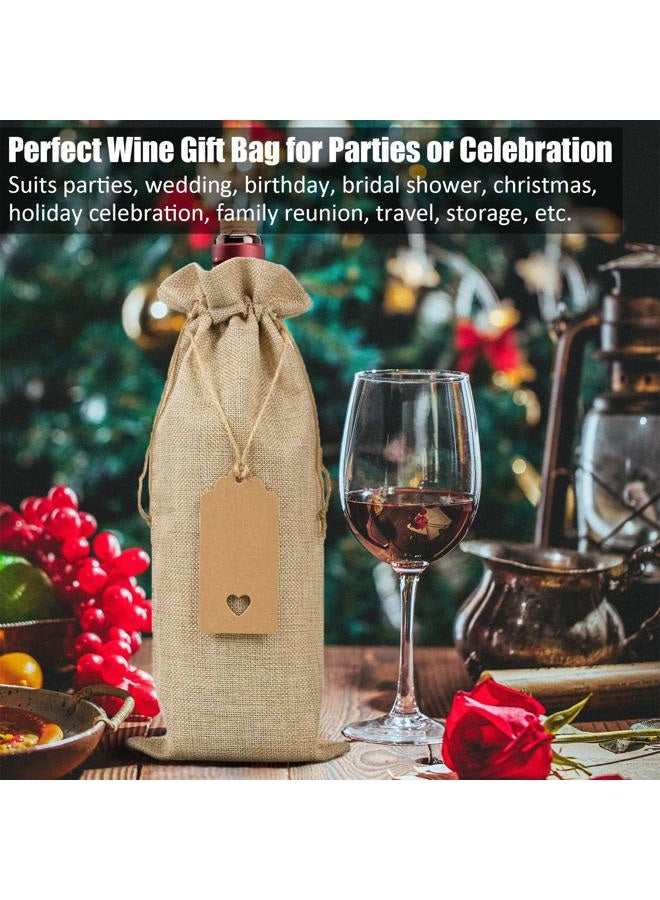 Aoonby Burlap Wine Bags Wine Gift Bags, 12 Pcs Christmas Wine Bottle Bags with Drawstrings, Tags & Ropes, Reusable Holiday Wine Bottle Covers for Christmas Wedding Birthday Travel Party Housewarming Storage - Image 4