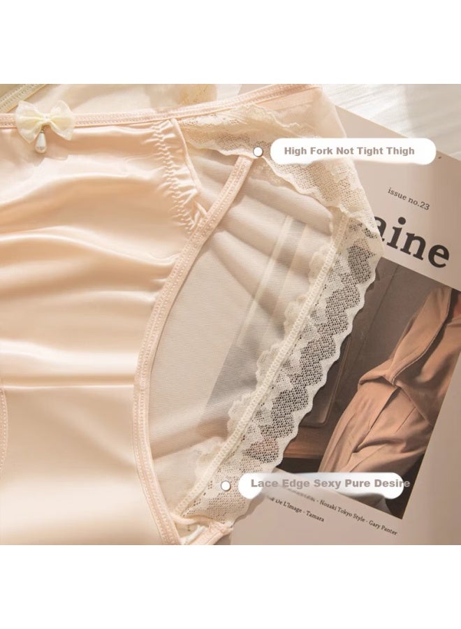Modal Lace Women's Seamless Antibacterial Summer Ice Silk Thin Triangle Panties 3-pack L - Image 4