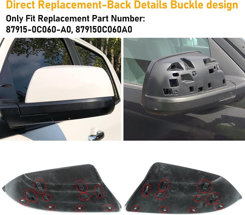 APESER Compatible Mirror Cover Replacement for Toyota Tundra & Sequoia (2007-2021) - Super White, 1 Pair - Image 5