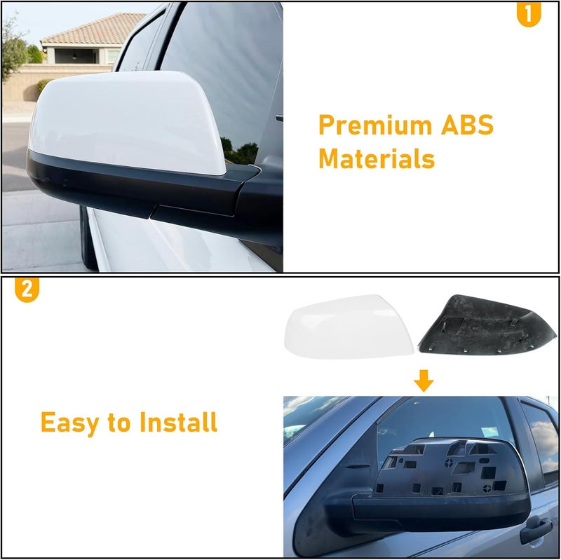 APESER Compatible Mirror Cover Replacement for Toyota Tundra & Sequoia (2007-2021) - Super White, 1 Pair - Image 4