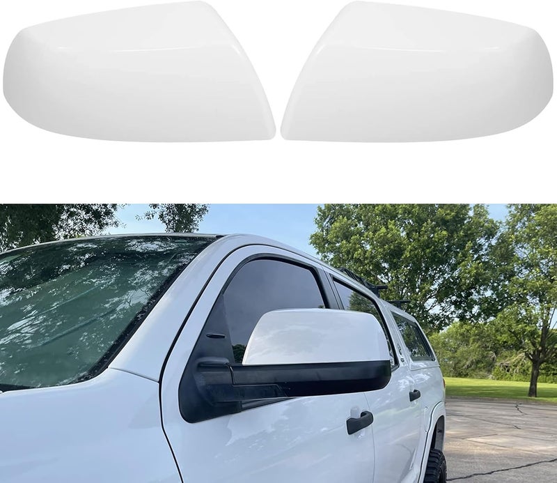 APESER Compatible Mirror Cover Replacement for Toyota Tundra & Sequoia (2007-2021) - Super White, 1 Pair - Image 1