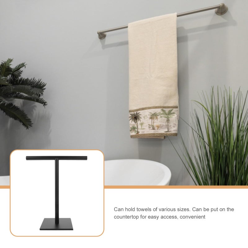 Matte Black Stainless Steel Countertop Towel Rack Holder for Kitchen and Bathroom - Image 5