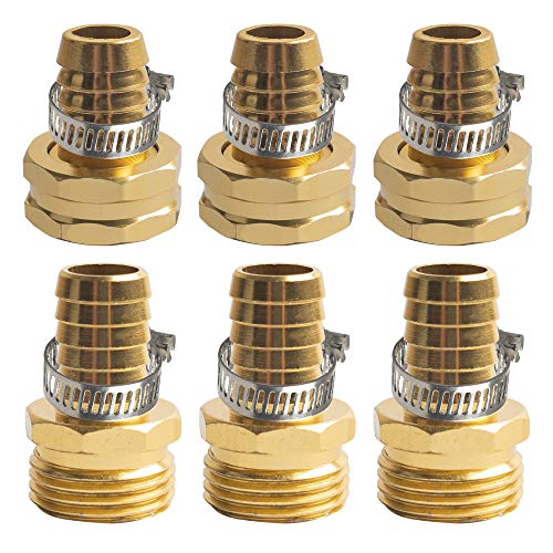 Hourleey Garden Hose Repair 1/2 Inch, Aluminum Mender Hose Connector Fitting with Clamp, Fit 1/2" Male & Female Hose Connector, 3 Sets - Image 2