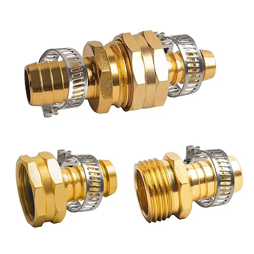 Hourleey Garden Hose Repair 1/2 Inch, Aluminum Mender Hose Connector Fitting with Clamp, Fit 1/2" Male & Female Hose Connector, 3 Sets - Image 4