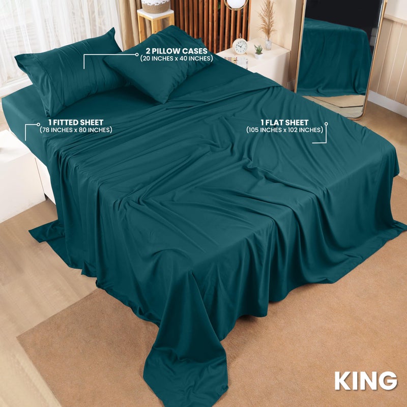 Utopia Bedding King Bed Sheets Set - 4 Piece Bedding - Brushed Microfiber - Shrinkage and Fade Resistant - Easy Care (King, Teal) - Image 2