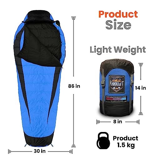 RhinoKraft -10 Degree Mummy Down Sleeping Bag for Adults | Lightweight with Compression Sack | 4 Season | Trekking, Camping, Mountaineering and Other Outdoor Activities | Alpy115 - Image 2