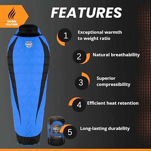 RhinoKraft -10 Degree Mummy Down Sleeping Bag for Adults | Lightweight with Compression Sack | 4 Season | Trekking, Camping, Mountaineering and Other Outdoor Activities | Alpy115 - Image 4