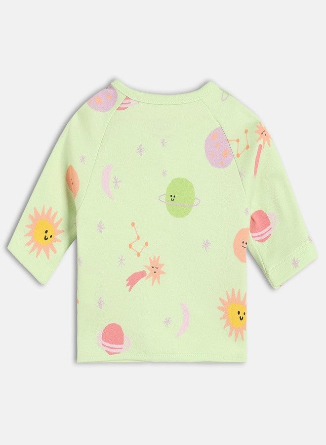 miniklub Baby Girls Front Open Full Sleeves Knitted Cotton Front Open Vest, Pack of 2, Green/Peach (EB) - Image 5