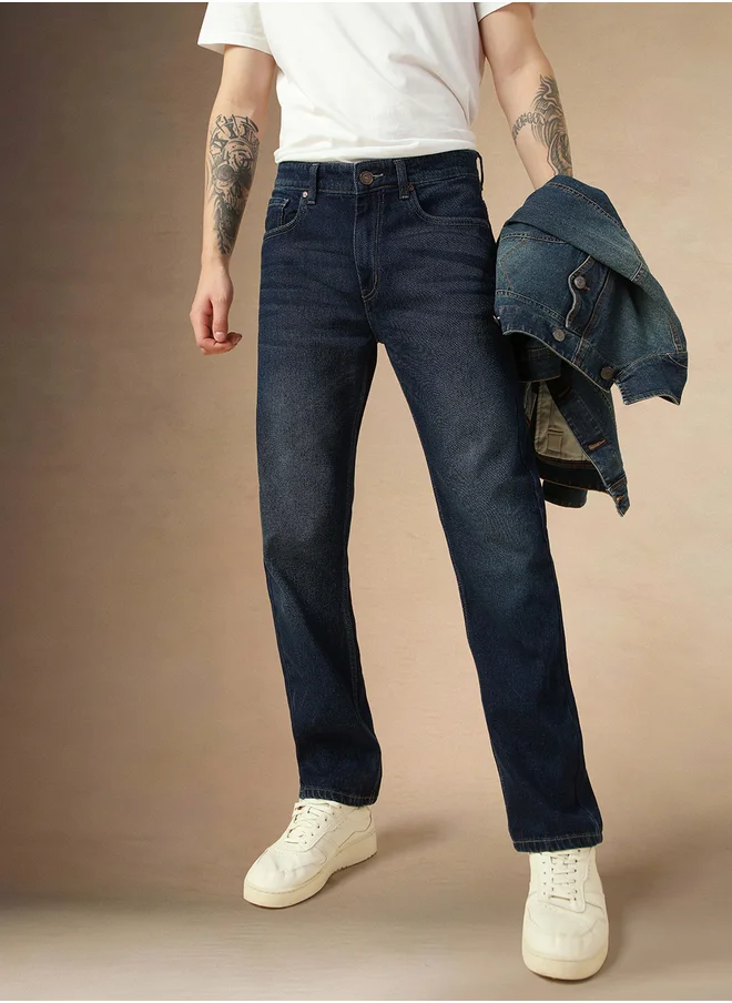 دينيس لينغو Dennis Lingo Mid Rise Straight Fit Faded Jeans