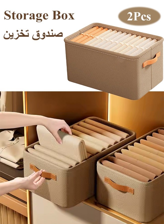 صندوق تخزين قابل للطي، منظم تخزين من القماش بمقابض، مكعبات تخزين قابلة للغسل، صناديق تخزين قابلة للطي، سلال تخزين كبيرة السعة، صندوق تخزين ملابس خزانة ملابس، صندوق تخزين متين وقوي، منظم موفر للمساحة للملابس والبطانيات والألعاب والكتب (42 × 28 × 25 سم) - Image 1