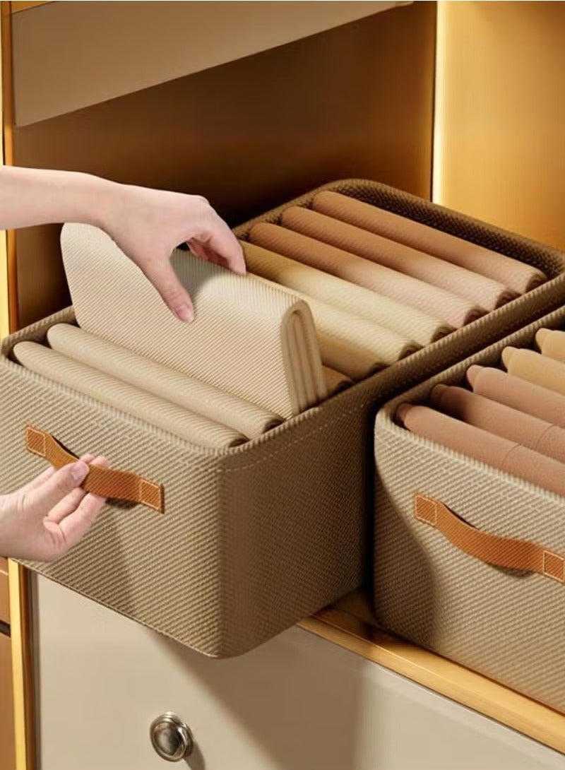 صندوق تخزين قابل للطي، منظم تخزين من القماش بمقابض، مكعبات تخزين قابلة للغسل، صناديق تخزين قابلة للطي، سلال تخزين كبيرة السعة، صندوق تخزين ملابس خزانة ملابس، صندوق تخزين متين وقوي، منظم موفر للمساحة للملابس والبطانيات والألعاب والكتب (42 × 28 × 25 سم) - Image 3