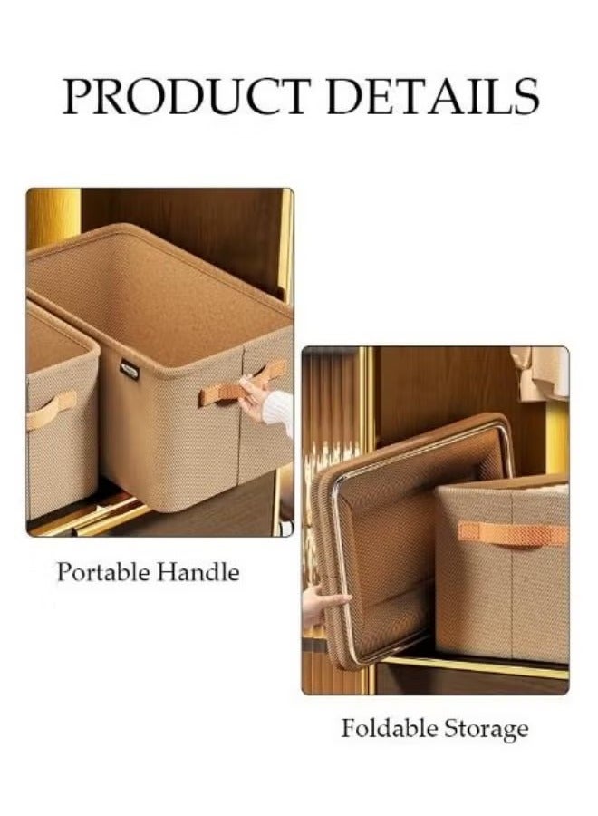 صندوق تخزين قابل للطي، منظم تخزين من القماش بمقابض، مكعبات تخزين قابلة للغسل، صناديق تخزين قابلة للطي، سلال تخزين كبيرة السعة، صندوق تخزين ملابس خزانة ملابس، صندوق تخزين متين وقوي، منظم موفر للمساحة للملابس والبطانيات والألعاب والكتب (42 × 28 × 25 سم) - Image 4