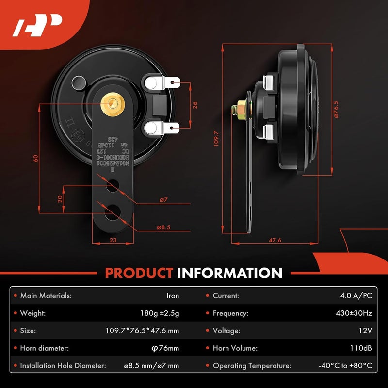 A-Premium Disc Horn High Universal Electric Horn - 12V 110 dB - Image 3