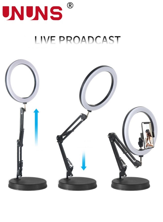UNUNS Ring Light With Stand,8'' Selfie Ring Light With Stand and Phone Holder for Phone,Dimmable LED Desk Ring Light for Video Recording,Vlog,Live Streaming Tiktok,YouTube - Image 3