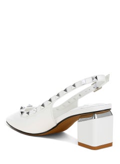 London Rag Stud Embellished Slingback Sandals in White  - Image 3