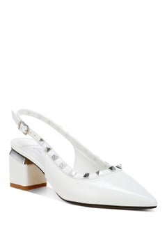London Rag Stud Embellished Slingback Sandals in White  - Image 2