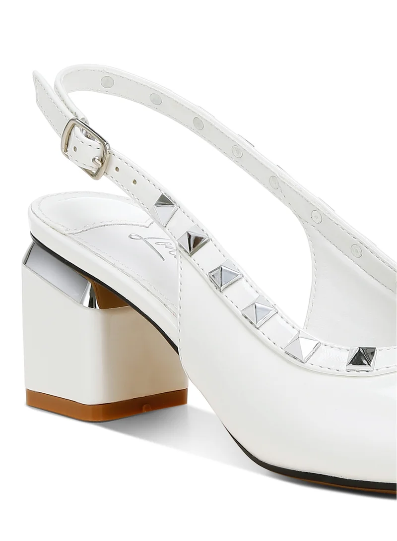 London Rag Stud Embellished Slingback Sandals in White