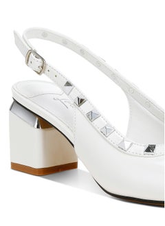 London Rag Stud Embellished Slingback Sandals in White  - Image 5