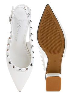 London Rag Stud Embellished Slingback Sandals in White  - Image 4