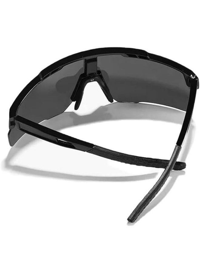 نظارات شمسية نصف إطار للرياضات الخارجية، حماية من الأشعة فوق البنفسجية، نظارات شمسية رياضية مستقطبة UV400، نظارات شمسية واقية من أشعة الشمس فوق البنفسجية 400 لرياضة ركوب الدراجات وصيد الأسماك، نظارات واقية من الرياح لرياضة البيسبول والجولف (أسود) - Image 2