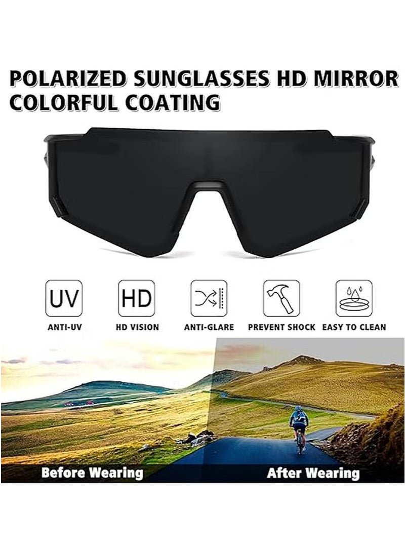 نظارات شمسية نصف إطار للرياضات الخارجية، حماية من الأشعة فوق البنفسجية، نظارات شمسية رياضية مستقطبة UV400، نظارات شمسية واقية من أشعة الشمس فوق البنفسجية 400 لرياضة ركوب الدراجات وصيد الأسماك، نظارات واقية من الرياح لرياضة البيسبول والجولف (أسود) - Image 4