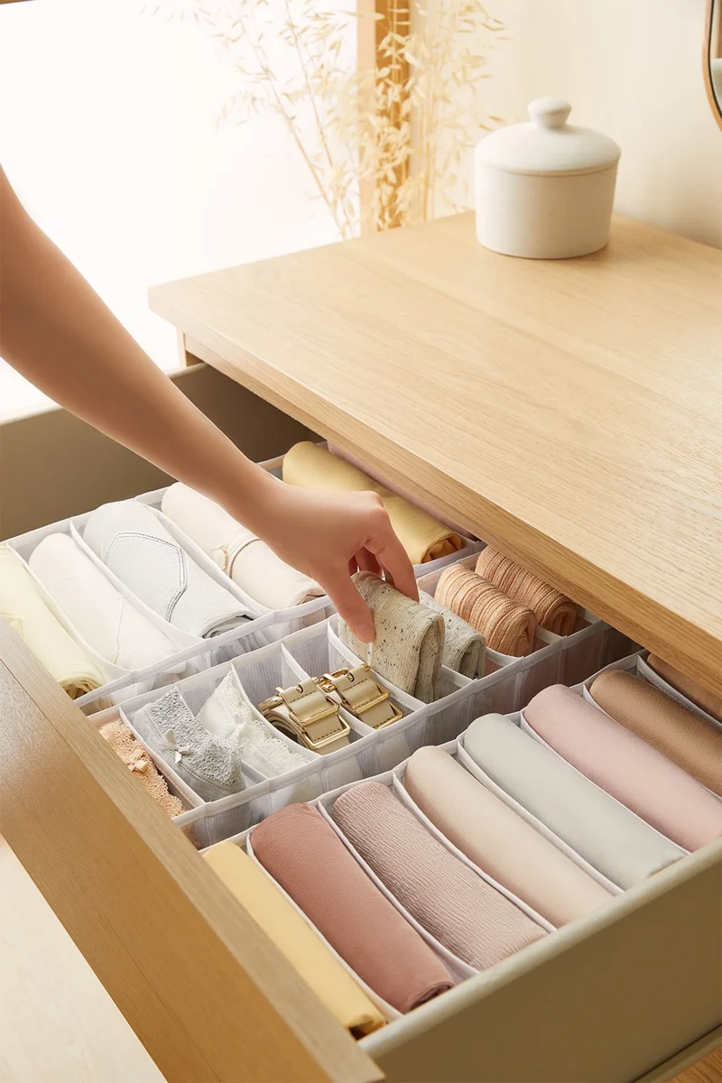 Ocean Home Textile Set of 3 White Cabinet Drawer Accordion Type Folding Laundry Organizer
