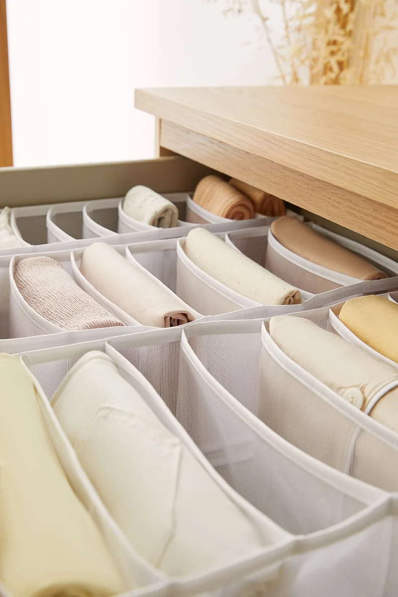 Ocean Home Textile Set of 3 White Cabinet Drawer Accordion Type Folding Laundry Organizer