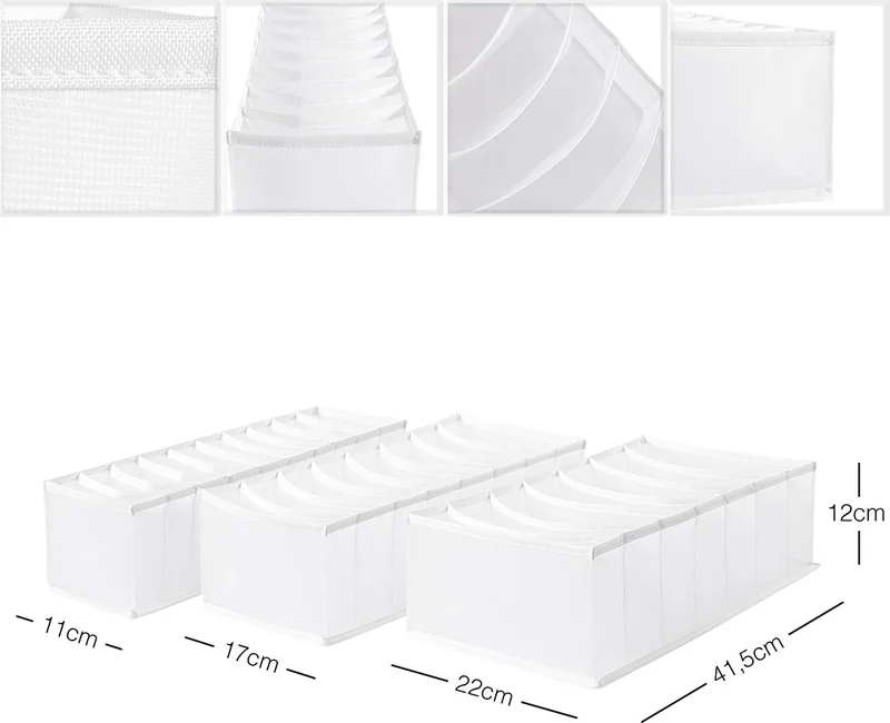 Ocean Home Textile Set of 3 White Cabinet Drawer Accordion Type Folding Laundry Organizer