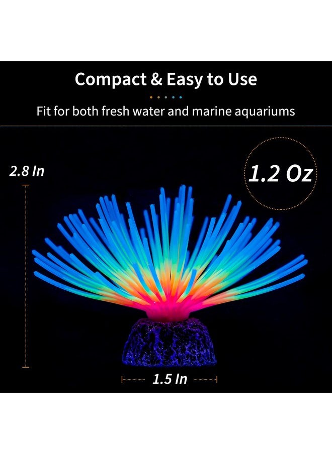 Uniclife Uniclife Aquarium Imitative Rainbow and Iridescent Blue Sea Urchin Balls Artificial Silicone Ornament Set with Glowing Effect for Fish Tank Landscape Decoration  - Image 2