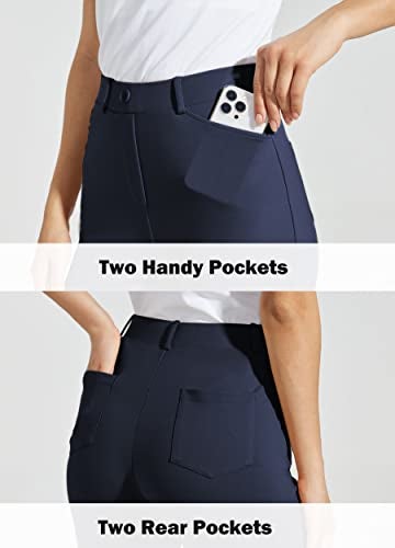 Willit 30" Women's Yoga Dress Pants Bootcut Stretch Work Slacks Office Business Casual Pants Belt Loops 4 Pockets Regular Navy Blue L - Image 4